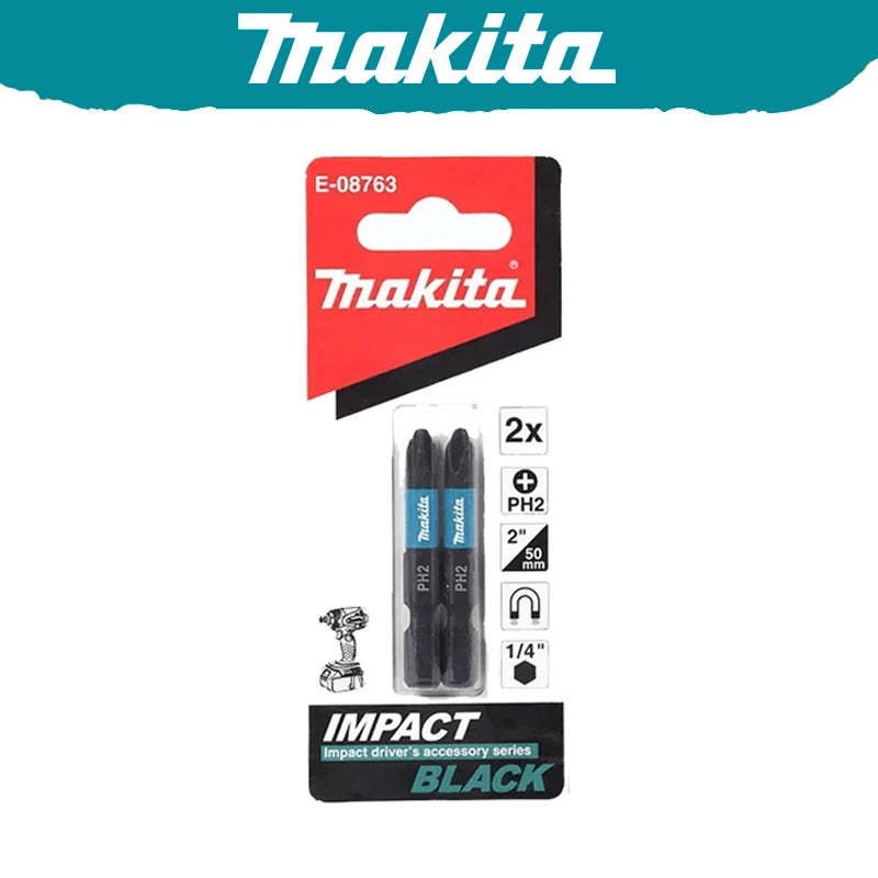 Makita E-08763 Compatible Impact Screwdriver Bits – PH2 50mm, Magnetic, 2-Pack