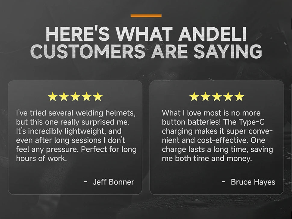 ANDELI Auto-Darkening Welding Helmet | 6 Arc Sensors | 1/1/1/2 Optic | Large View | CE Certified