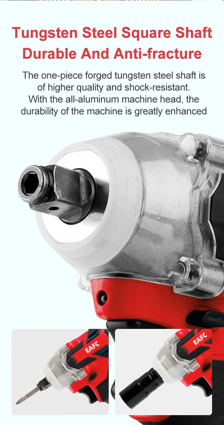 EAFC 350Nm Brushless Cordless Impact Wrench | USB Rechargeable | 30Wh & 60Wh | LED Light