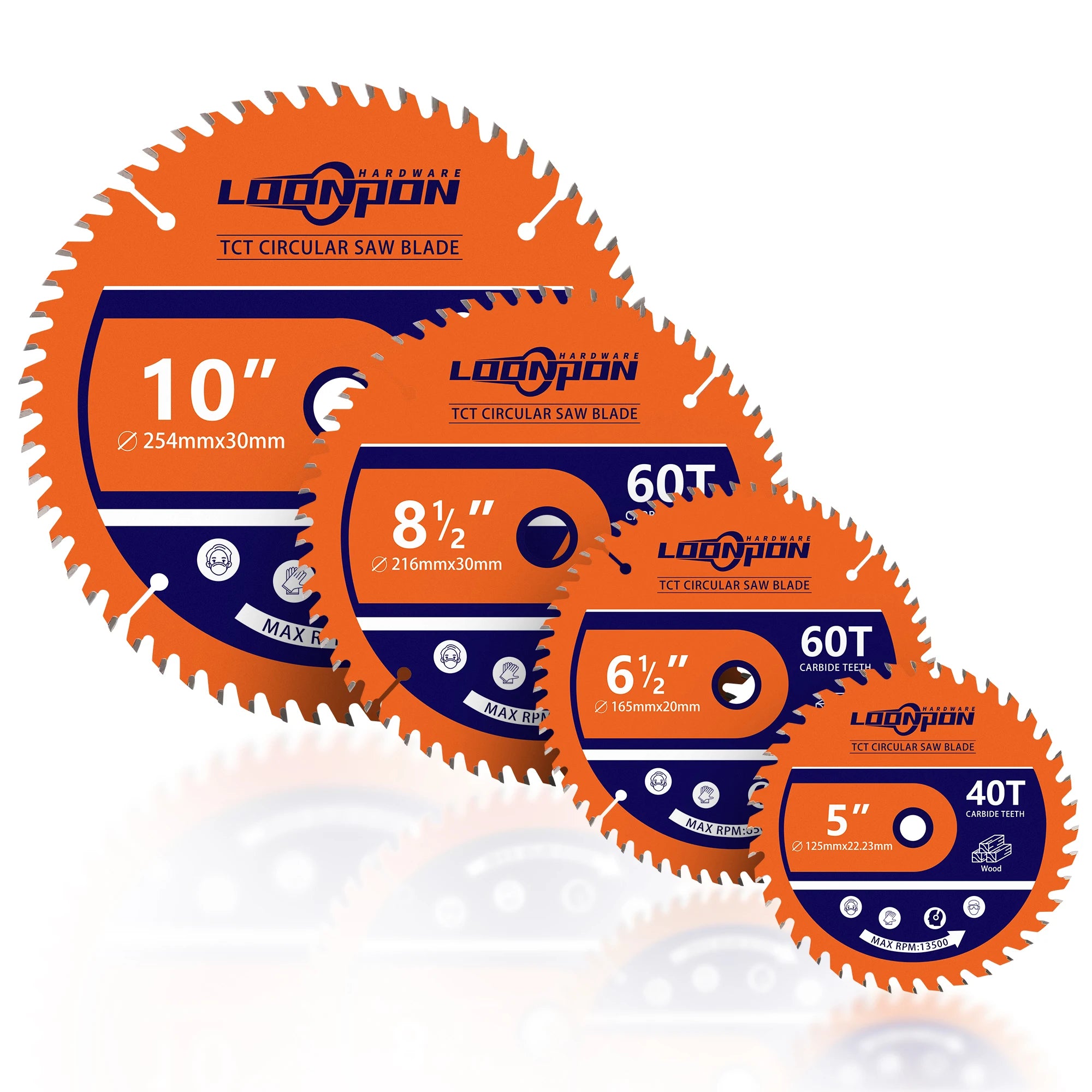 LOONPON TCT Circular Saw Blade – 125/165/216/254mm 40/60/80T Wood Cutting