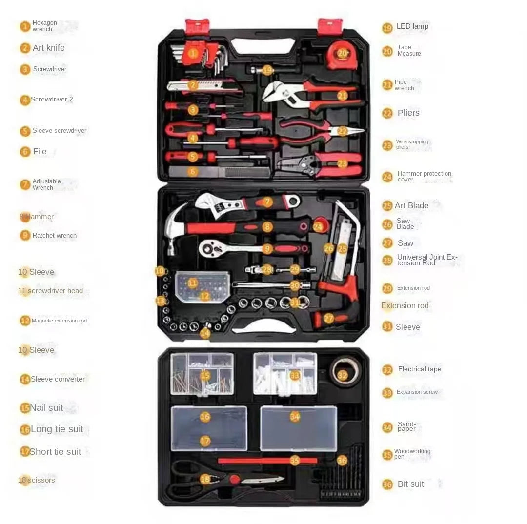 Multi-Function Household & Auto Repair Tool Kit – Complete Set with Carry Case