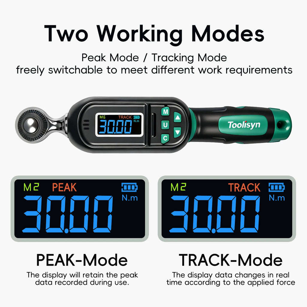 Toolisyn Digital Torque Wrench – 1/4", 3/8" & 1/2" Drive, ±2% Accuracy, 0.3–500N.m (DTW-1)