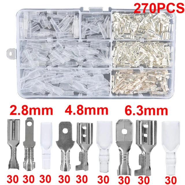 Insulated Crimp Terminal & Spade Connector Kit – 2.8/6.3mm (135 to 1000pcs)