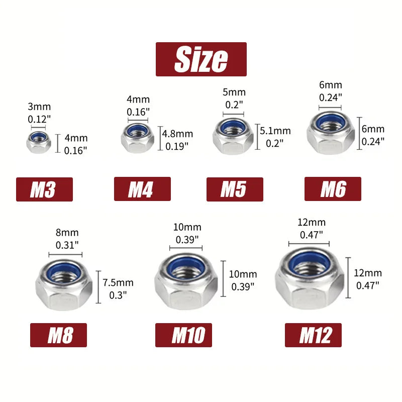 Hex Lock Nut Assortment M3–M10 – Galvanised Anti-Loosening Locknuts (40, 42, 200 or 220 Pack)