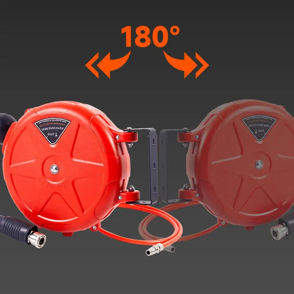 10M Auto-Rewind Air Hose Reel – Wall Mounted with Swivel Bracket & Quick Coupler