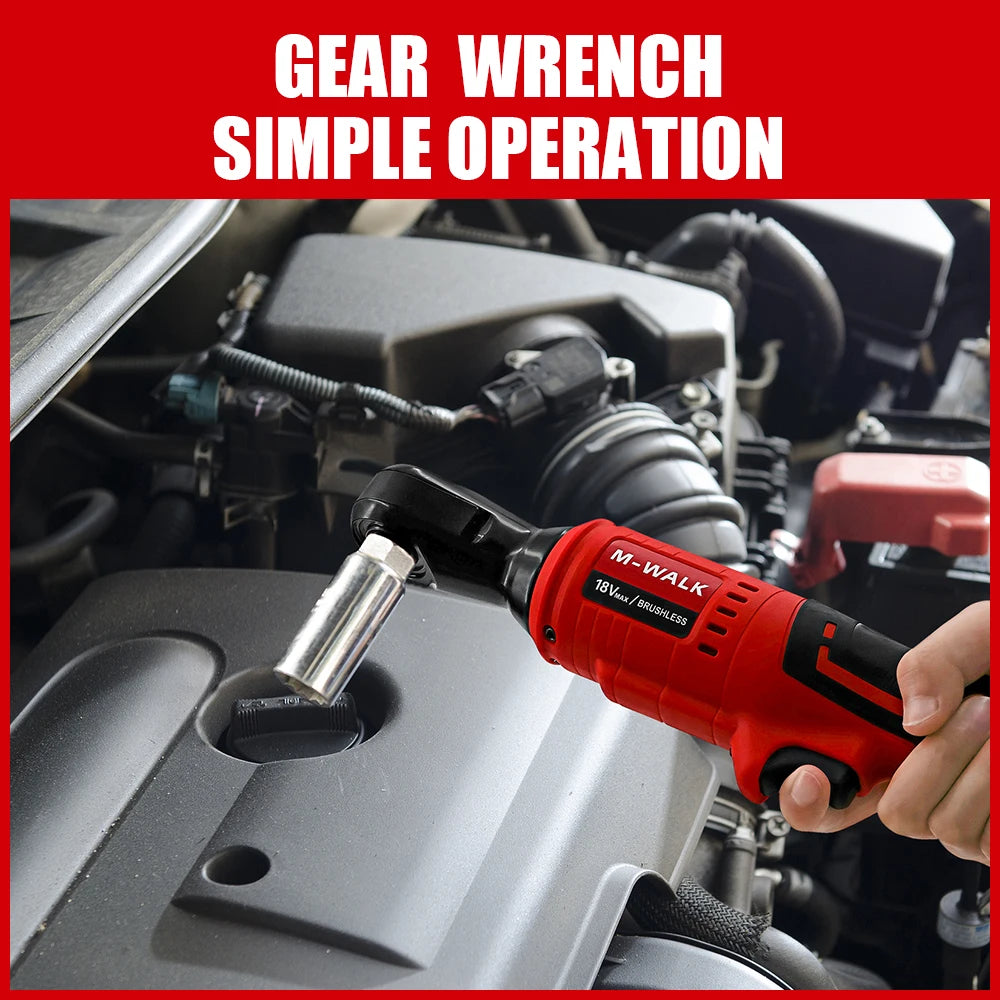 M-WALK 18V Cordless Brushless Ratchet Wrench – Right Angle, 80Nm, 1/2" & 3/8" Drive