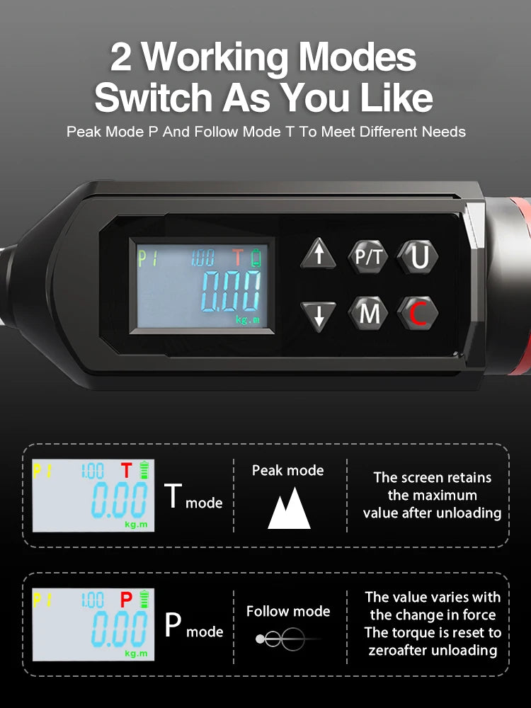 KAPMORE Digital Preset Torque Wrench – 3/8" & 1/4" Bidirectional Ratchet, 0.15–100N.m (KAP-01)