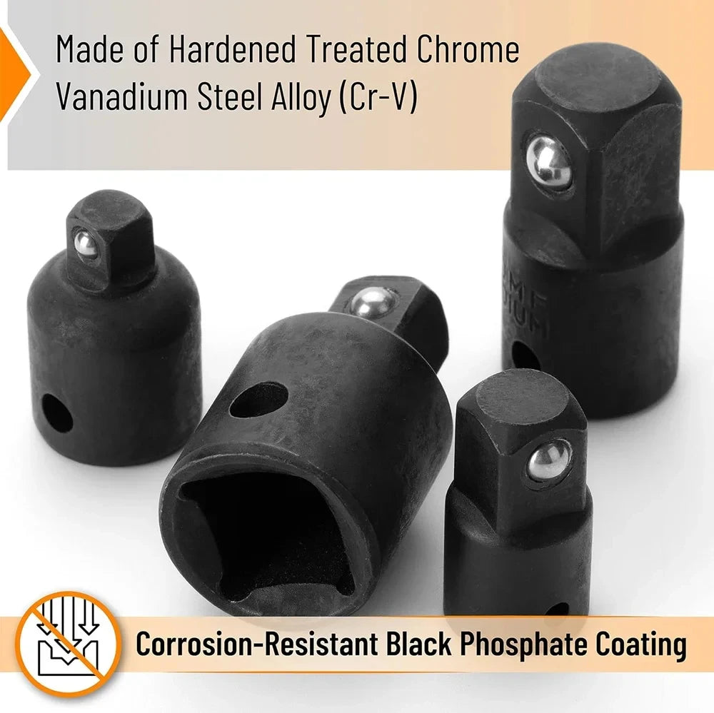 4pc Impact Socket Adapter & Reducer Set | 1/4", 3/8" & 1/2" Drive Conversions