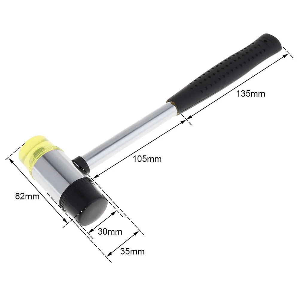 Double-Faced Rubber Mallet – 25/30/35/40mm Non-Slip Handle for Woodworking & Glazing