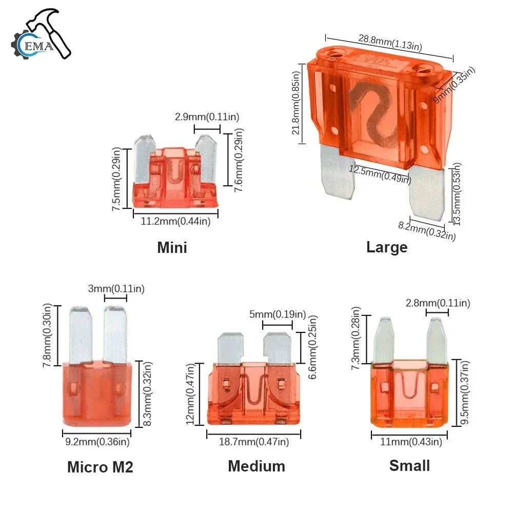 Automotive Blade Fuse Assortment Kit – Micro, Mini & Standard, 2A–40A (120, 180 or 300 Pack)