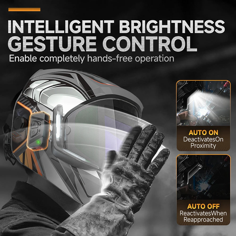 ANDELI Auto-Darkening Welding Helmet | 6 Arc Sensors | 1/1/1/2 Optic | Large View | CE Certified