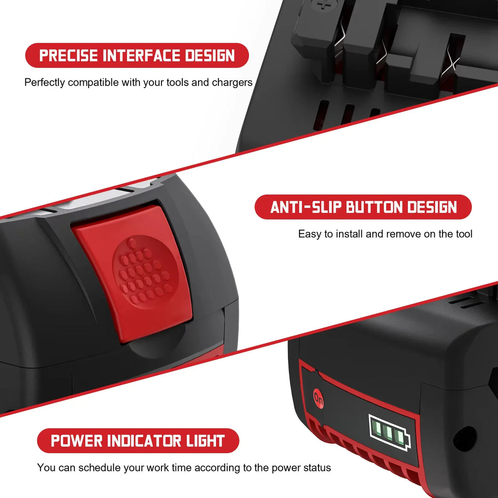 Bosch 18V Compatible Lithium-Ion Battery – 8.0Ah / 10.0Ah / 12.0Ah with BMS Protection | GBA18V BAT618