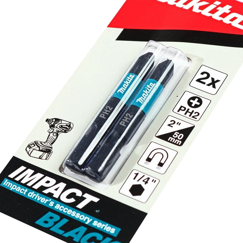 Makita E-08763 Compatible Impact Screwdriver Bits – PH2 50mm, Magnetic, 2-Pack