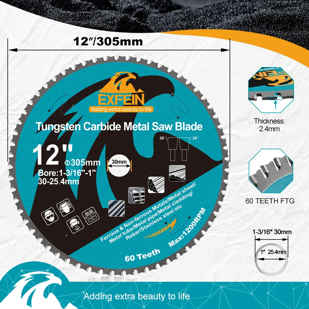 Carbide FTG Alloy Saw Blade – 165/184/254/305/355mm for Stainless Steel, Timber & Sheet Metal