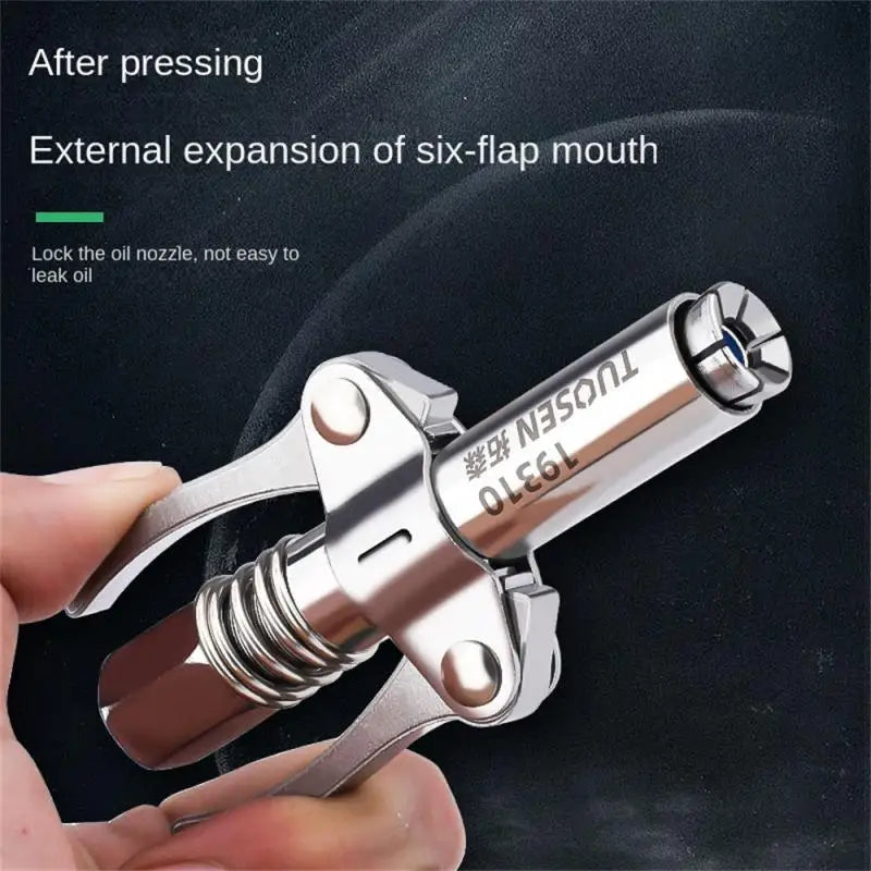 Double Handle High-Pressure Grease Gun Coupler – Self-Locking Universal Nozzle 1/8 NPT