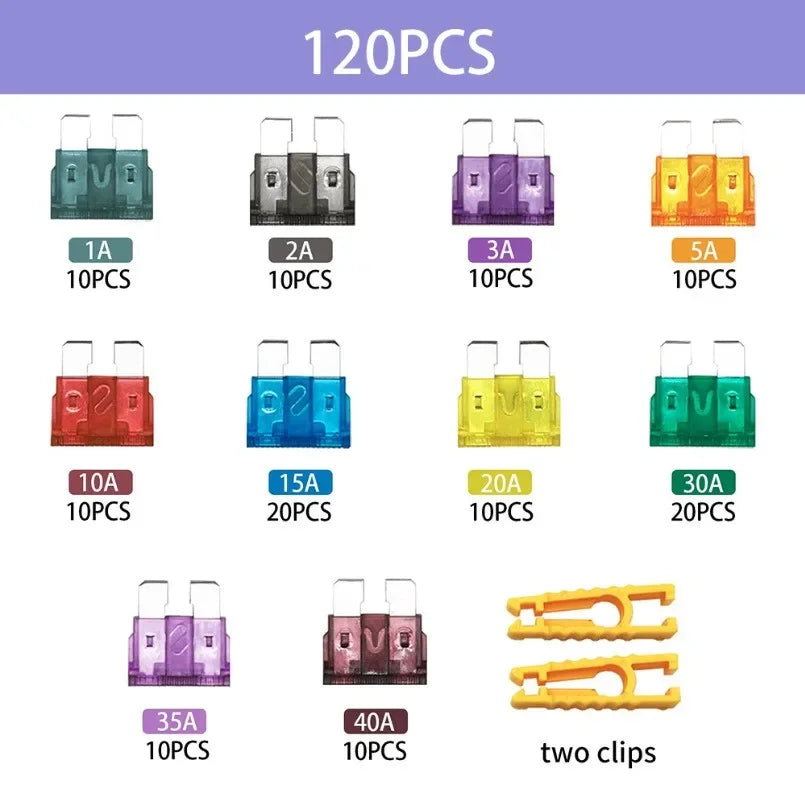 Automotive Blade Fuse Assortment Kit – Micro, Mini & Standard, 2A–40A (120, 180 or 300 Pack)
