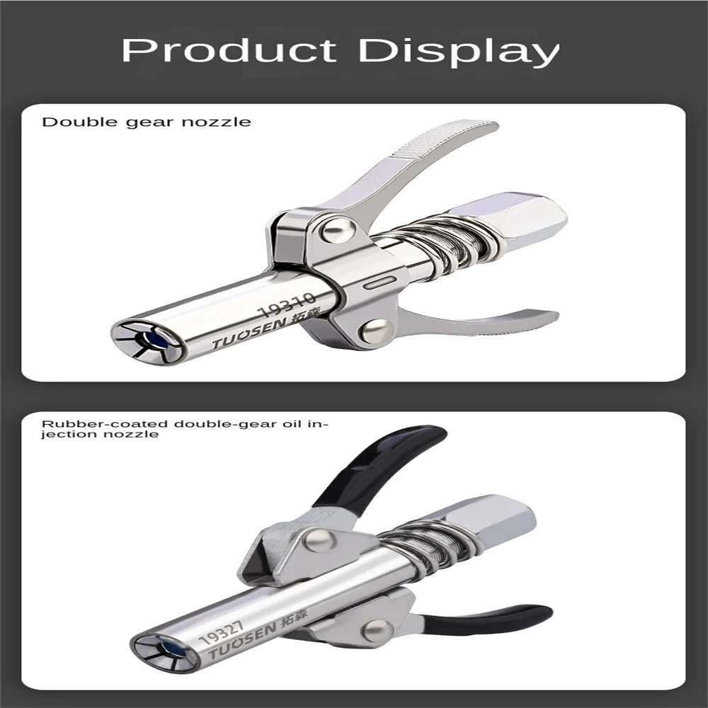 Double Handle High-Pressure Grease Gun Coupler – Self-Locking Universal Nozzle 1/8 NPT