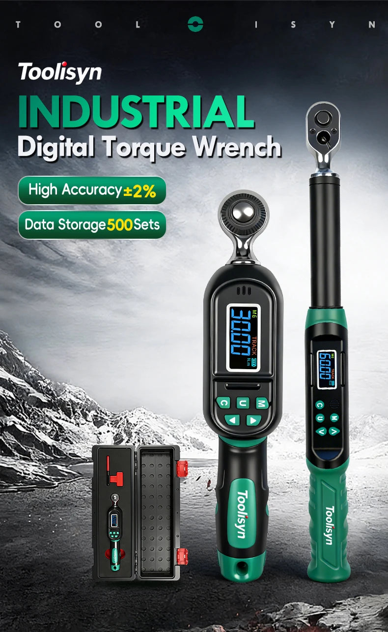 Toolisyn Digital Torque Wrench – 1/4", 3/8" & 1/2" Drive, ±2% Accuracy, 0.3–500N.m (DTW-1)