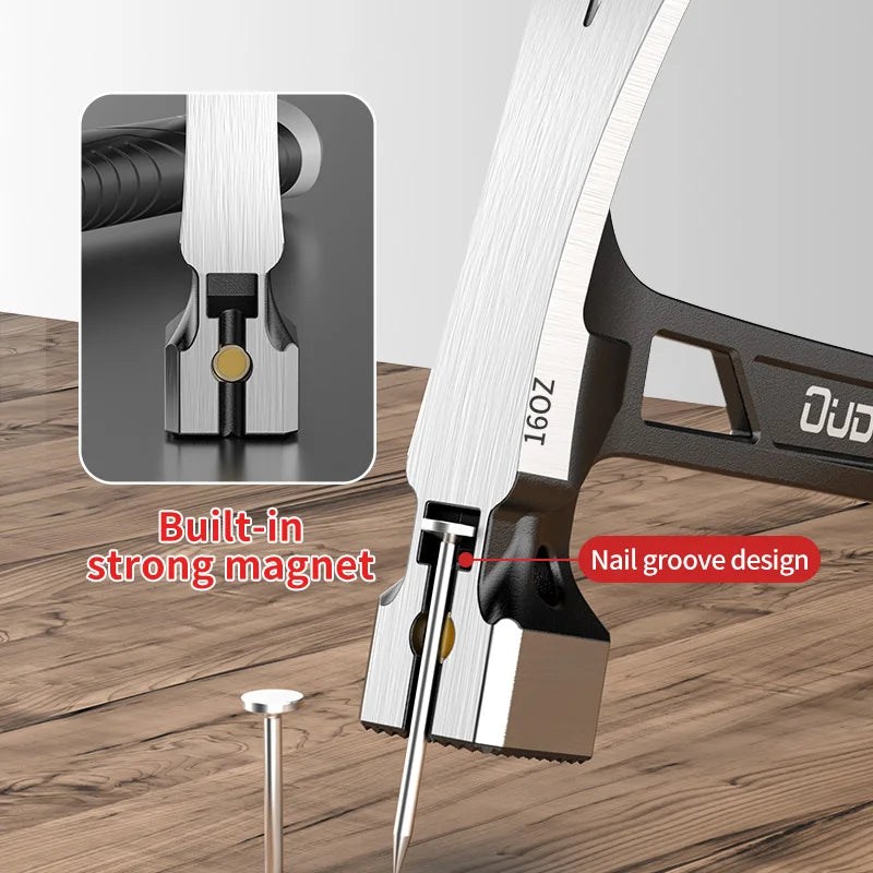 Deli Magnetic Claw Hammer – Shockproof High Carbon Steel with Non-Slip Rubber Handle