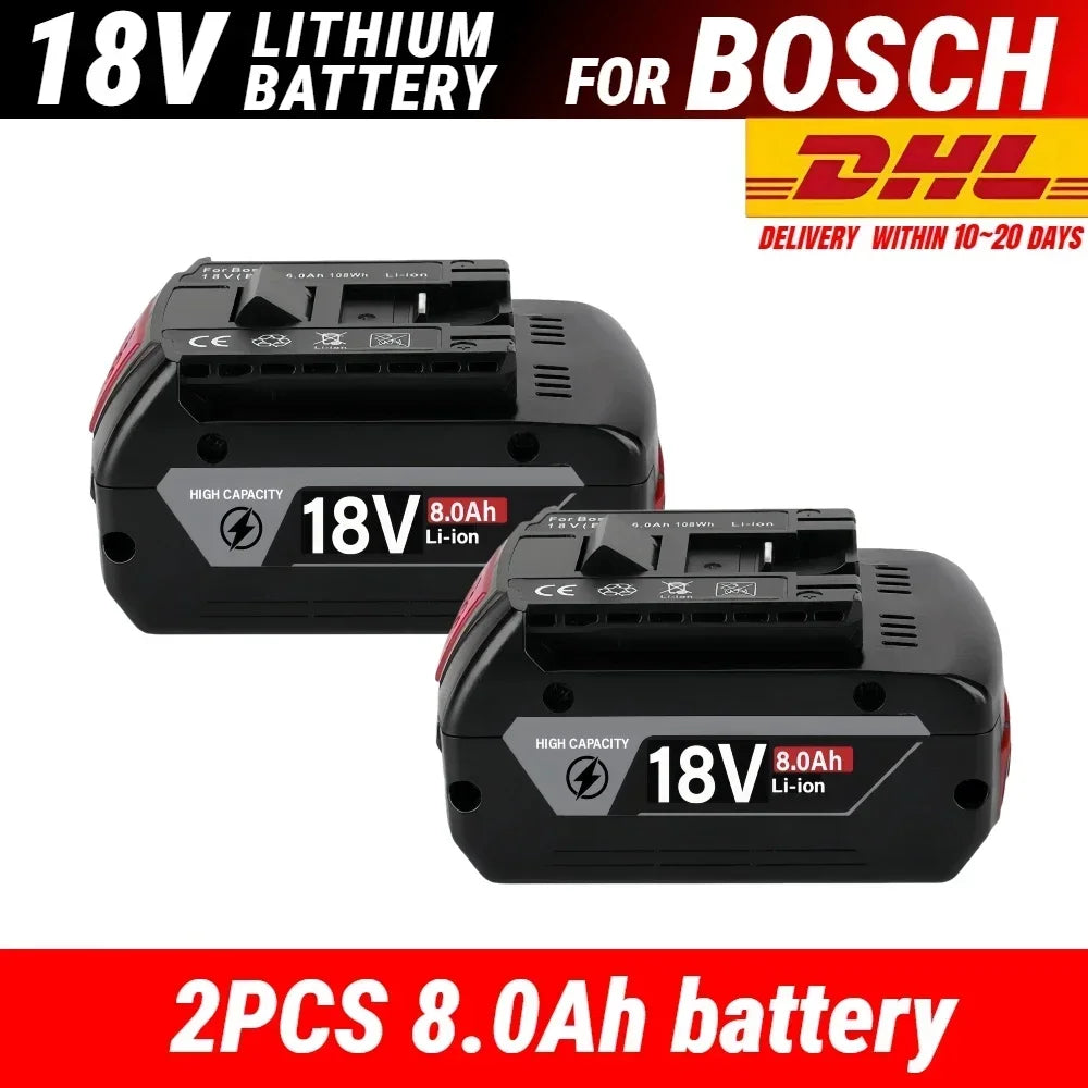Bosch 18V Compatible Lithium-Ion Battery – 8.0Ah / 10.0Ah / 12.0Ah with BMS Protection | GBA18V BAT618