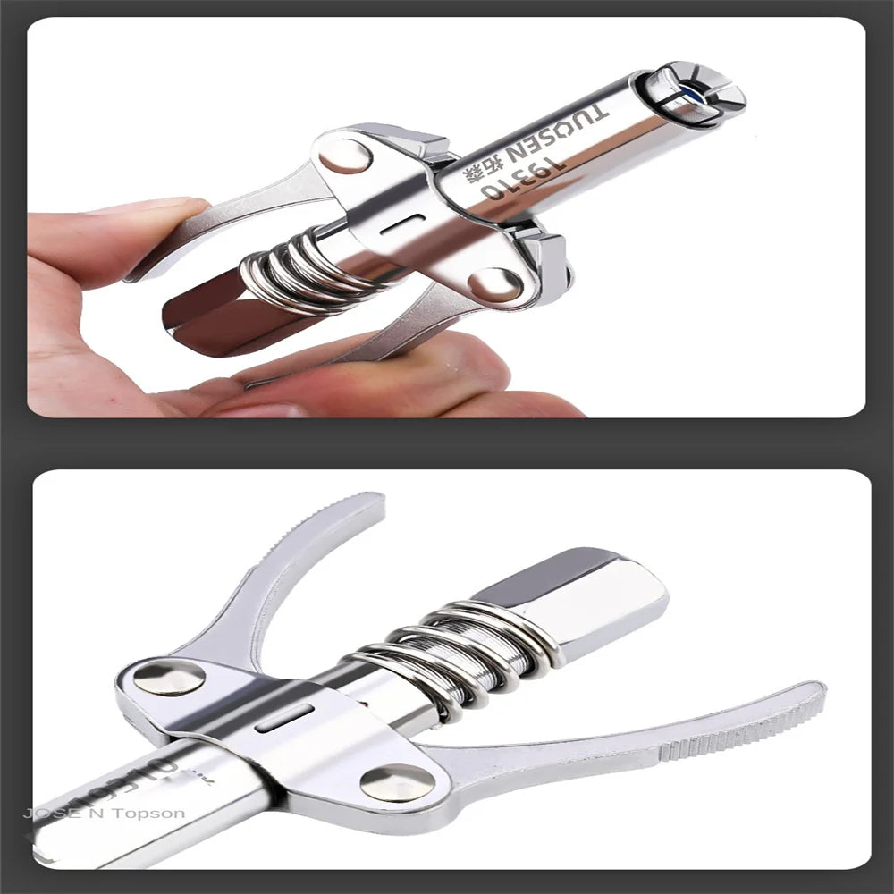 Double Handle High-Pressure Grease Gun Coupler – Self-Locking Universal Nozzle 1/8 NPT