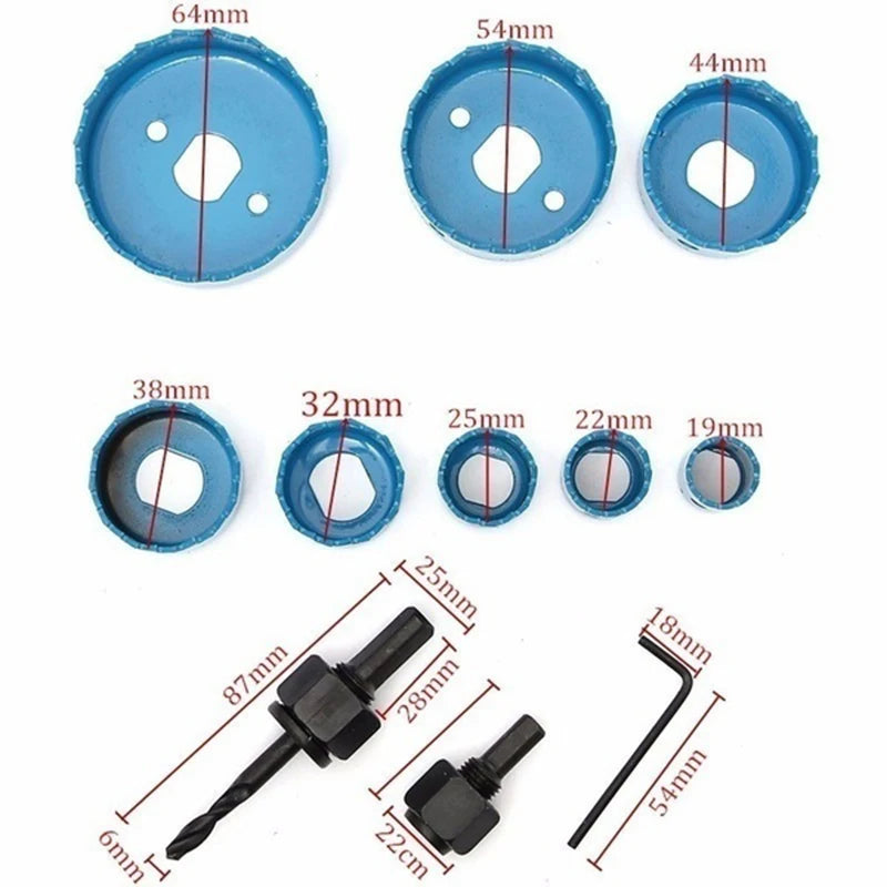 11pc Carbon Steel Hole Saw Set 19–64mm with Case
