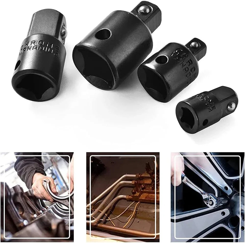 4pc Impact Socket Adapter & Reducer Set | 1/4", 3/8" & 1/2" Drive Conversions