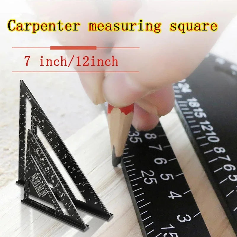 Triangle Ruler Set – 7" & 12" Alloy Metal Carpenter Square for Woodworking & Construction