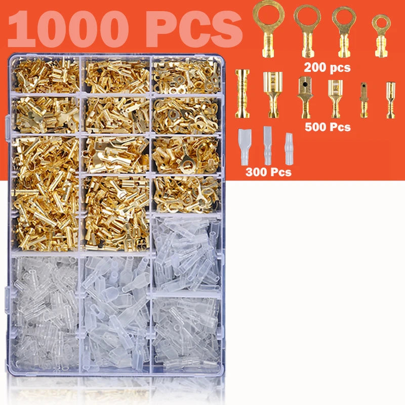 Insulated Crimp Terminal & Spade Connector Kit – 2.8/6.3mm (135 to 1000pcs)