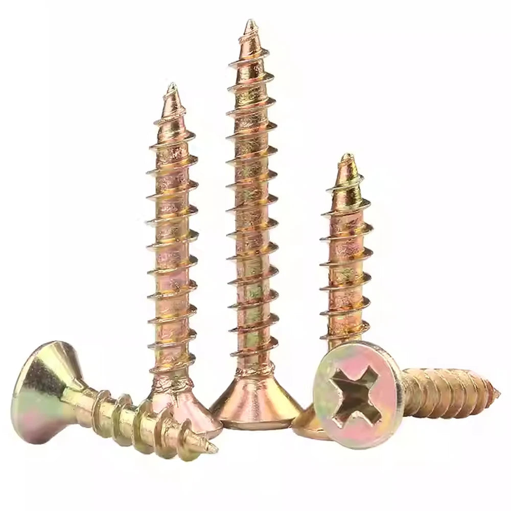 Zinc Phillips Flat Head Chipboard & Fiberboard Screws | M3–M6 | Multiple Lengths