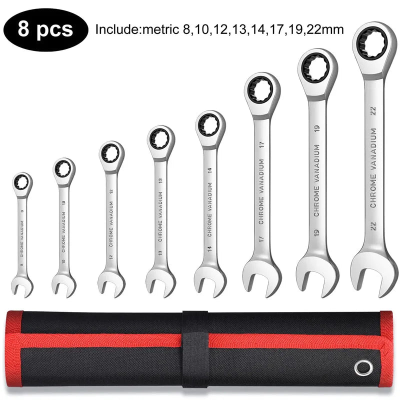 Venmess 12-Point Ratcheting Wrench Set – CR-V 72-Tooth 5° Swing Metric 8-22mm