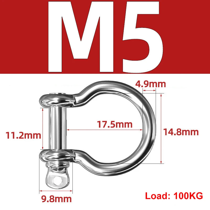 304 Stainless Steel Shackles – D-Ring & Bow (M4–M16)