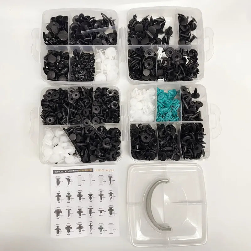 Car Fastener Clip Kit – Push Retainer Pins & Rivets (100 to 925 pcs)