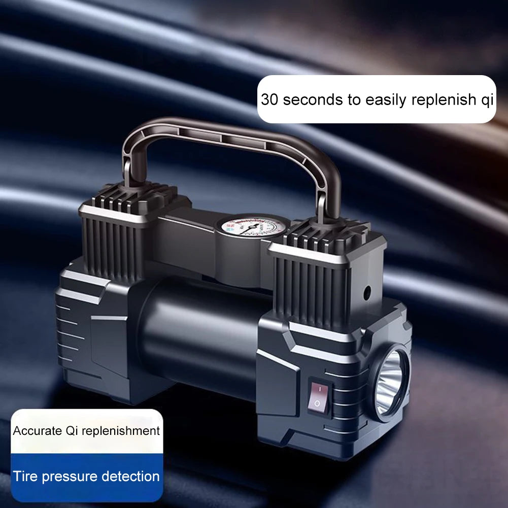 Shunmaii 12V 150PSI Dual Cylinder Tyre Inflator – Heavy Duty Electric Air Pump with LED Light