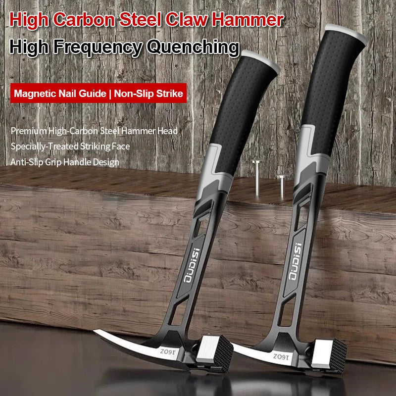 Deli Magnetic Claw Hammer – Shockproof High Carbon Steel with Non-Slip Rubber Handle