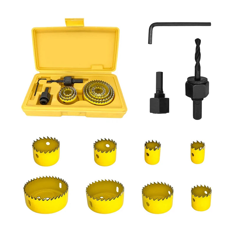 11pc Carbon Steel Hole Saw Set 19–64mm with Case