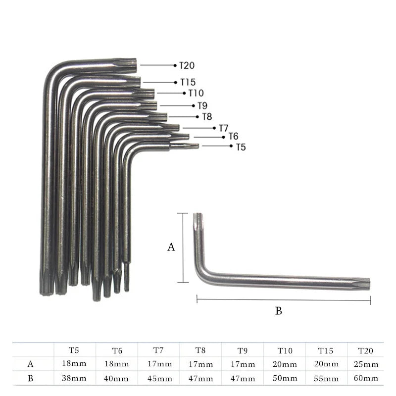 8-in-1 Torx Screwdriver Bit Set T5-T20 – CR-V Star Key Wrench Kit with Holder
