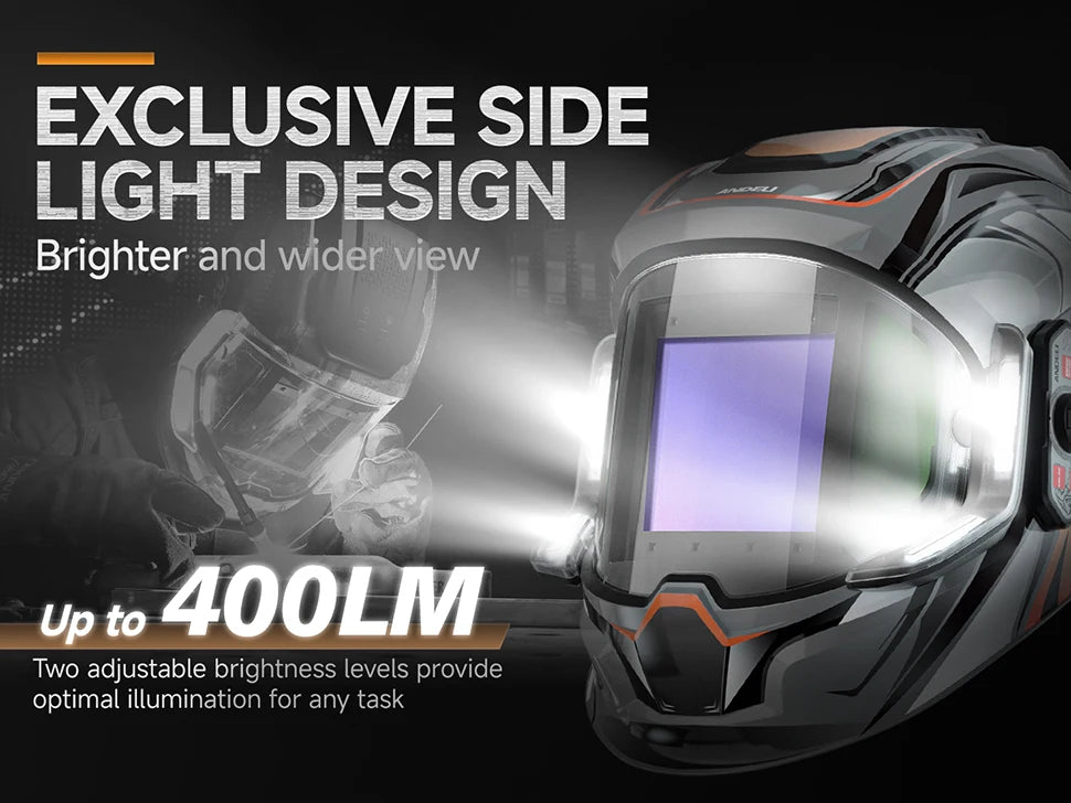 ANDELI Auto-Darkening Welding Helmet | 6 Arc Sensors | 1/1/1/2 Optic | Large View | CE Certified
