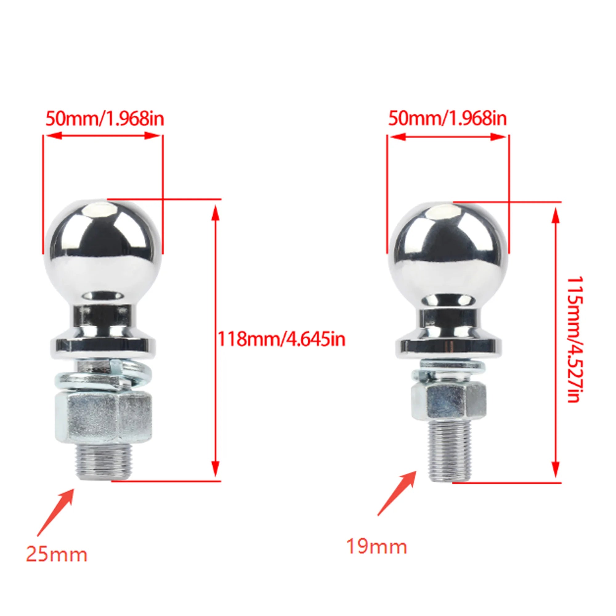 ATV / UTV Hitch Mount Tow Ball Shank – 2000LB, 3500LB or 6000LB Rated